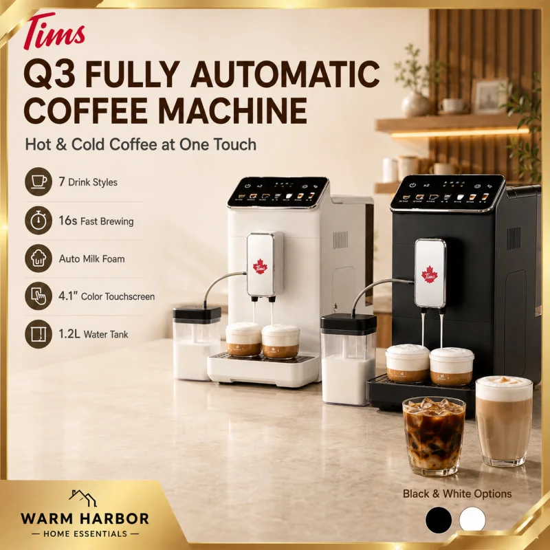 Tims Fully Automatic Espresso Coffee Machine 20 Bar Italian Imported Ulka Pump Cold Brew With Grinder Compact For Home Use
