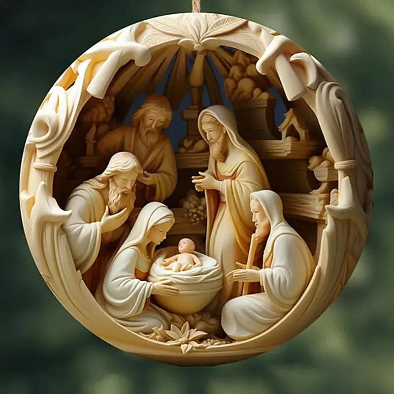 Jesus Nativity Scene Ornament Christmas Christian Tree The Birth Of Jesus Decorations Religious Decor For New Year Xmas