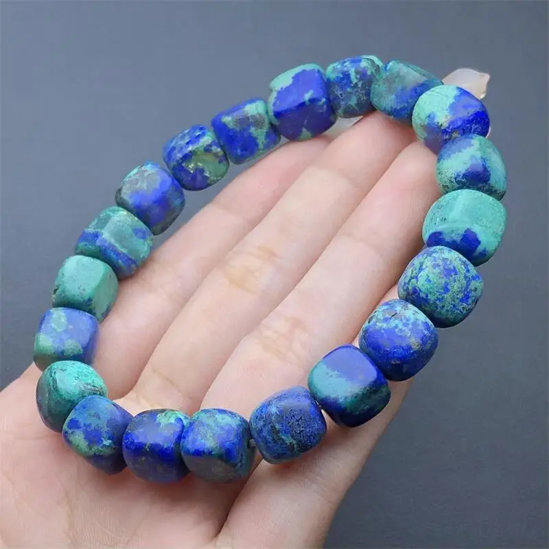 10MM Natural Blue Malachite Cube Bracelet Women Healing Gemstone Crystal Strand Bangles Lovers Jewelry Gift 1PCS