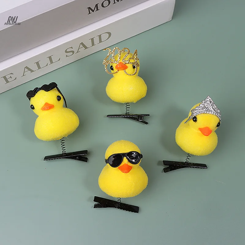 Little Yellow Duck Hairpin Spring Hair Hooks Girl Accessories 3D Cartoon Duck Headdress