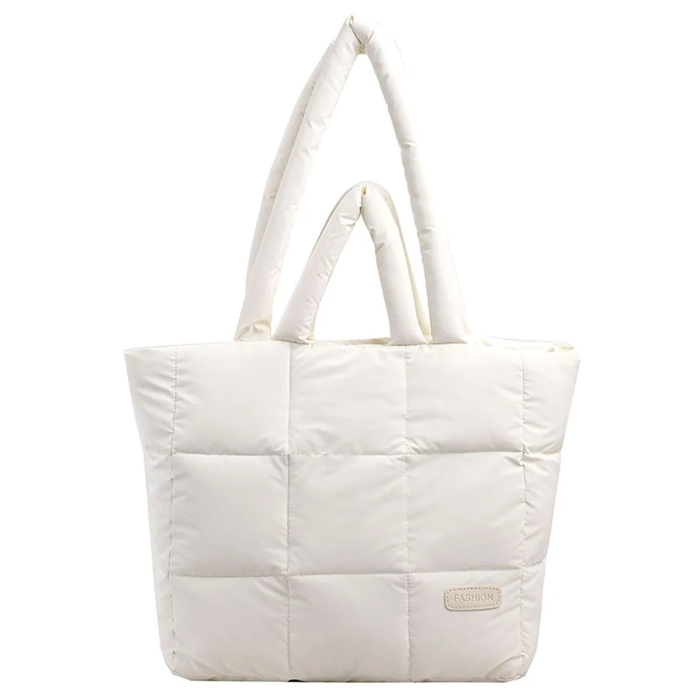 Sac à main matelassé à carreaux pour femmes, sac fourre-tout rembourré en duvet, sac à main monochrome, grande capacité, sac carillon décontracté pour dames et filles