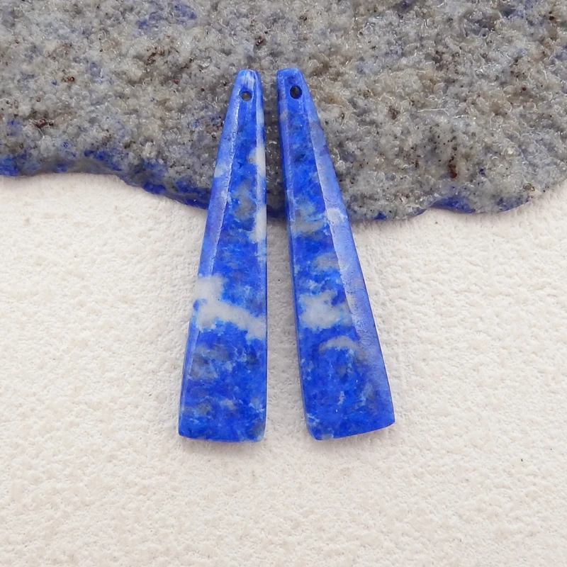 

Natural Stone Lapis Lazuli Enchanting Earrings Beads Fashion Jewelry Accessories For Women 38x9x4mm 5g