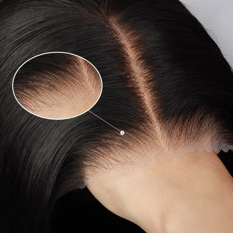 Glueless 4X 4 parrucca con chiusura in pizzo dritto 200 densità parrucche brasiliane Remy per capelli umani per donne nere parrucca con chiusura in pizzo Pre pizzicato