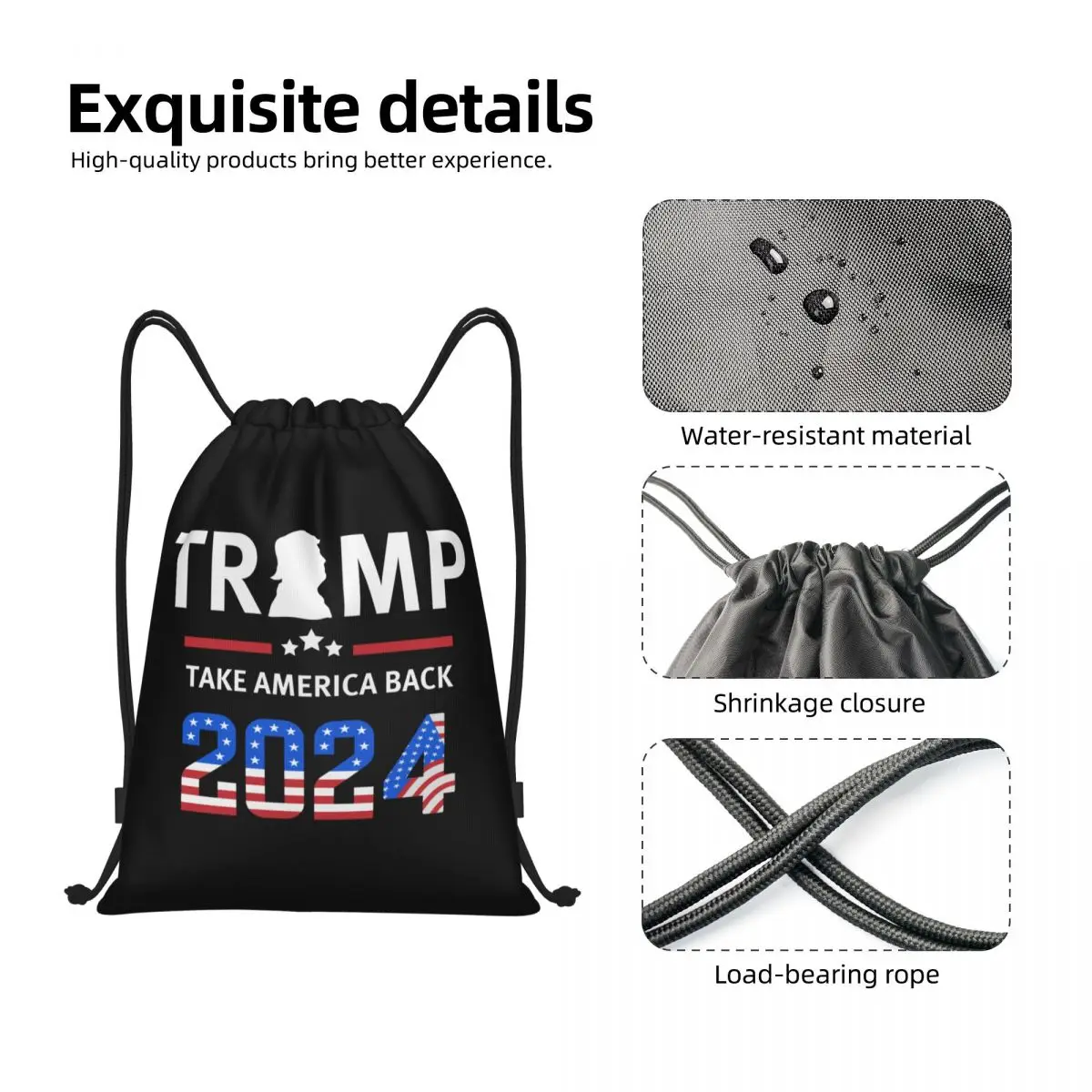 Custom US America Back Drawstring Backpack Bags Women Men Lightweight Trump 2024 Gym Sports Sackpack Sacks for Yoga