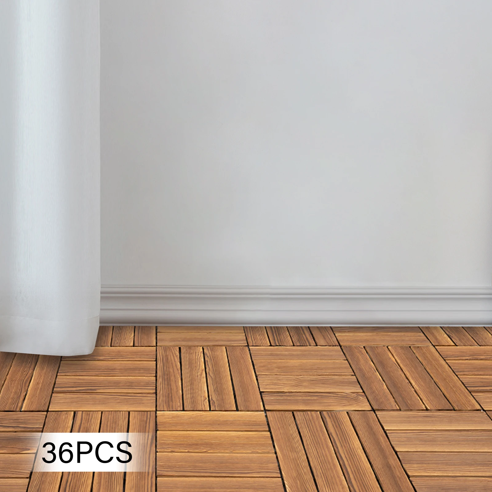 36 Pack Hardwood Interlocking Patio Deck Tiles, Wood Interlocking Flooring Tiles,12" × 12" Interlocking Patio Tiles