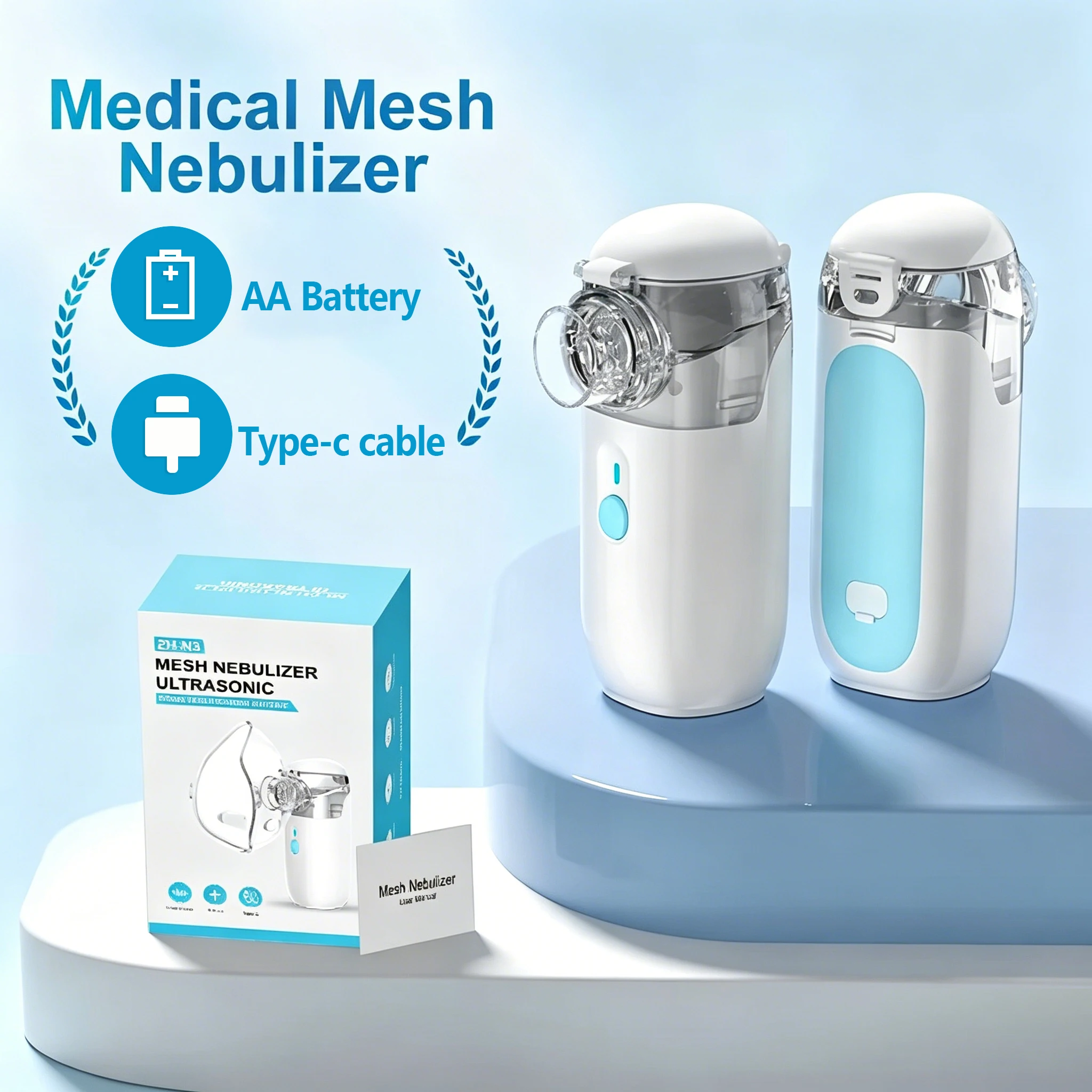 Nebulizador Médico Portátil de Malla, Inhalador Silencioso, Atomizador, Micro Humidificador Portátil, Inhalador para Adultos y Niños