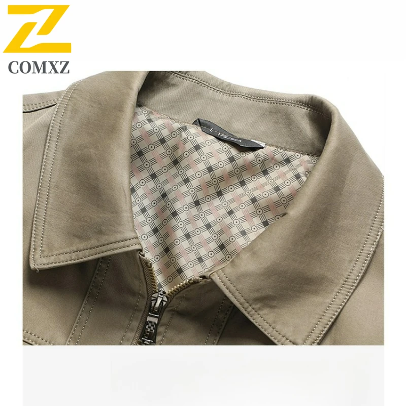 Pure Cotton Baseball Jacket Male Business Stand Collar Loose Fit Windproof Outerwear Spring Classic Lightweight Breathable Coat