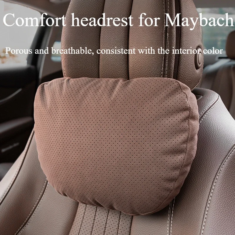 Car Headrest for Mercedes-Benz Maybach S Class C E Class E300L Suede Neck and Head Pillow Soft and Breathable