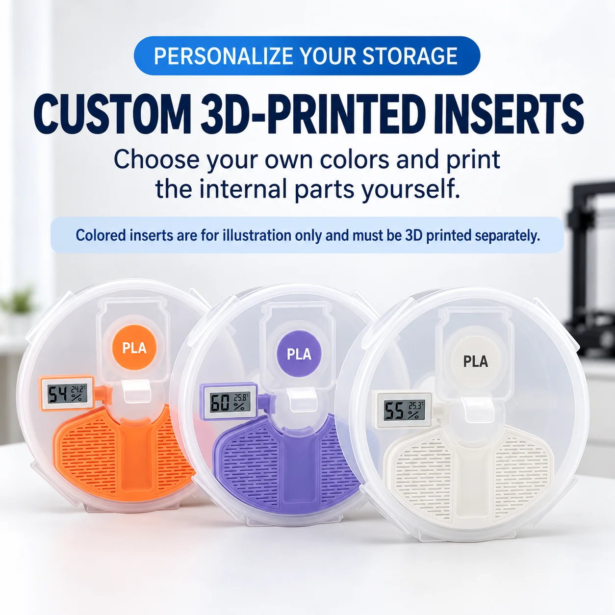 Enclosure 3D Printing - กล่องเก็บเส้นใยพิมพ์ 3 มิติ แบบแขวนผนัง ปิดผนึกสนิท ความจุ