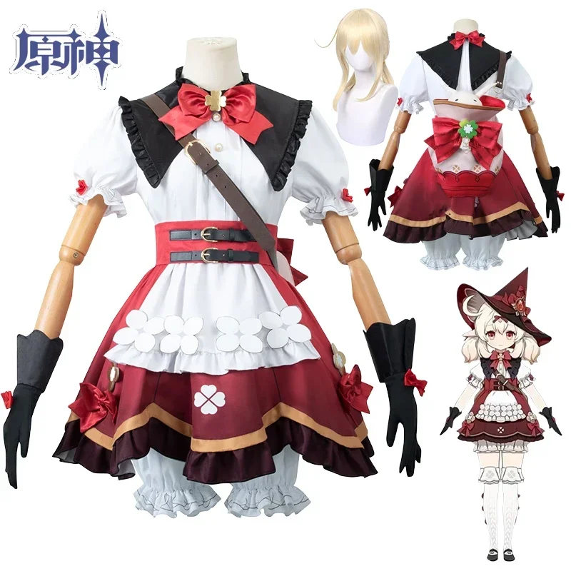 Klee-vestido de Cosplay, juego Genshin Impact, disfraz Klee, nueva piel floreciente, luz de estrellas, trajes para niños, vestido, mochila, bruja, mujer