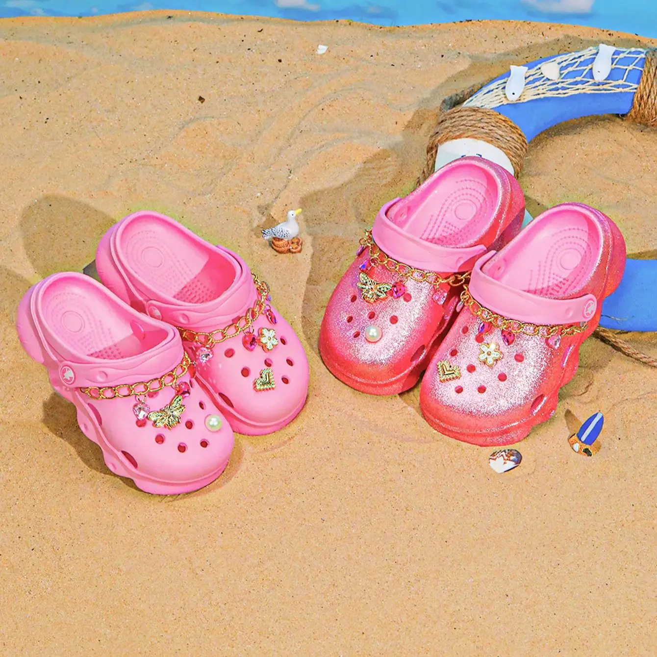 Kids' Glitter Clog, Lightweight EVA Garden Shoes, Waterproof Non-Slip Sandals, Comfortable Slip-On Shoes for Indoor Outdoor 1214