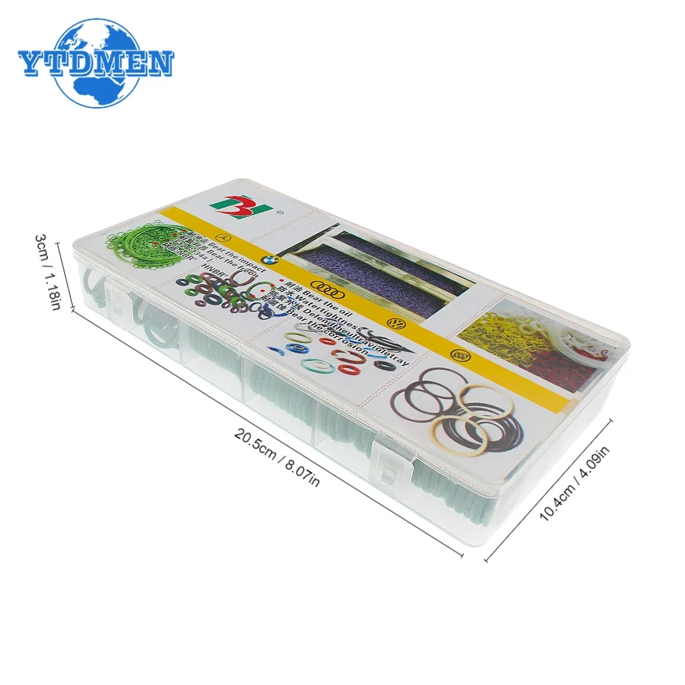 265 sztuk/270 sztuk zestaw naprawczy o-ringów 18 rodzajów trwałych zielonych gumowych pierścieni uszczelniających, do kompresora klimatyzacji samochodowej kompletny