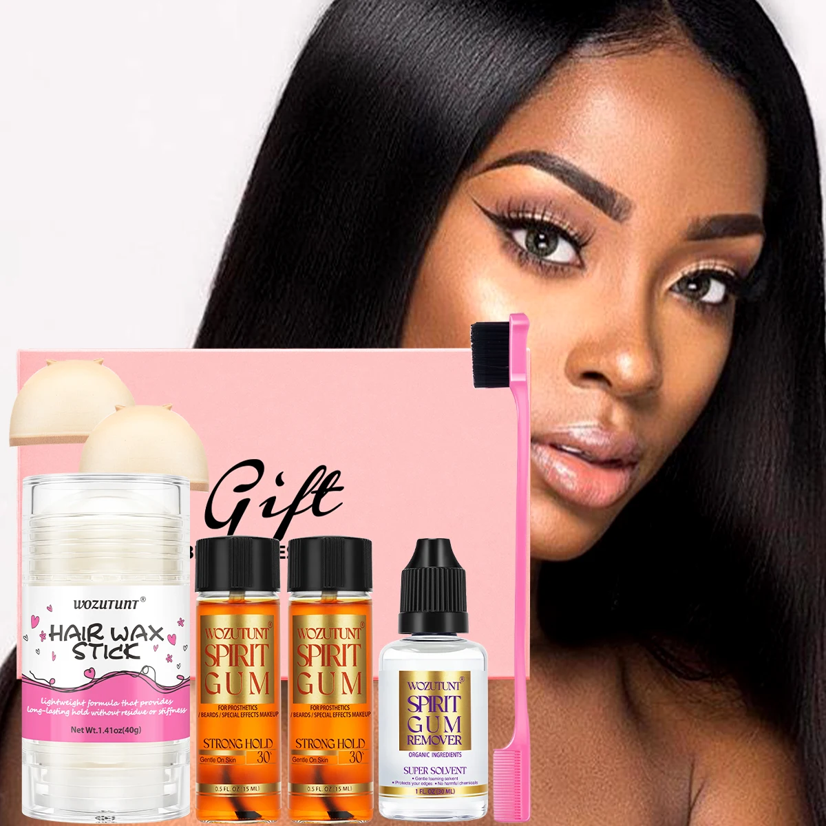 

Набор восковых стиков для укладки волос в подарочной коробке: идеальный глянцевый эффект для натуральных волос и париков, твердый воск с гуммированной основой и средство для удаления для макияжа