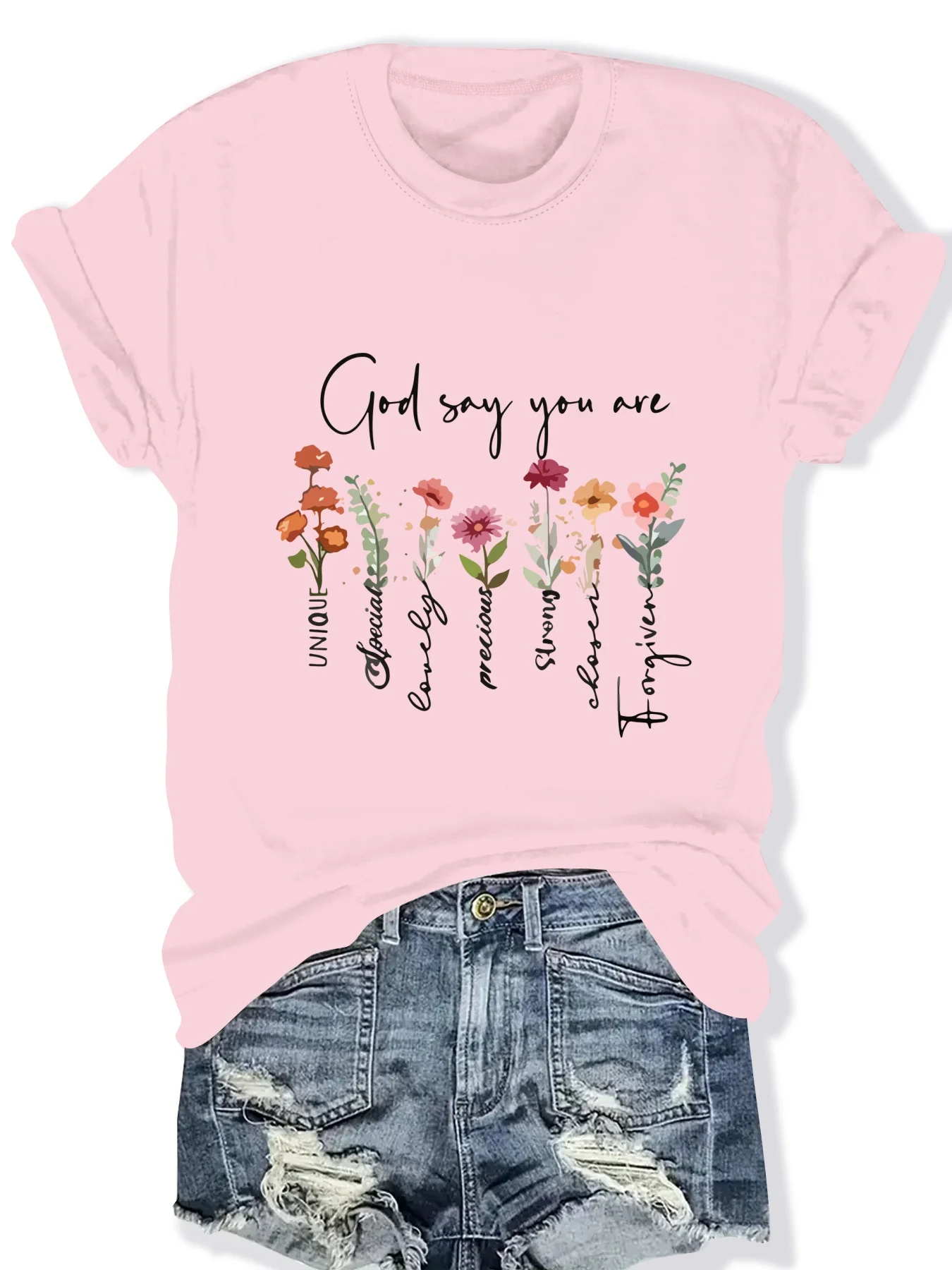 

Модная женская футболка с цветочным принтом, круглым вырезом и коротким рукавом, стильная повседневная женская футболка