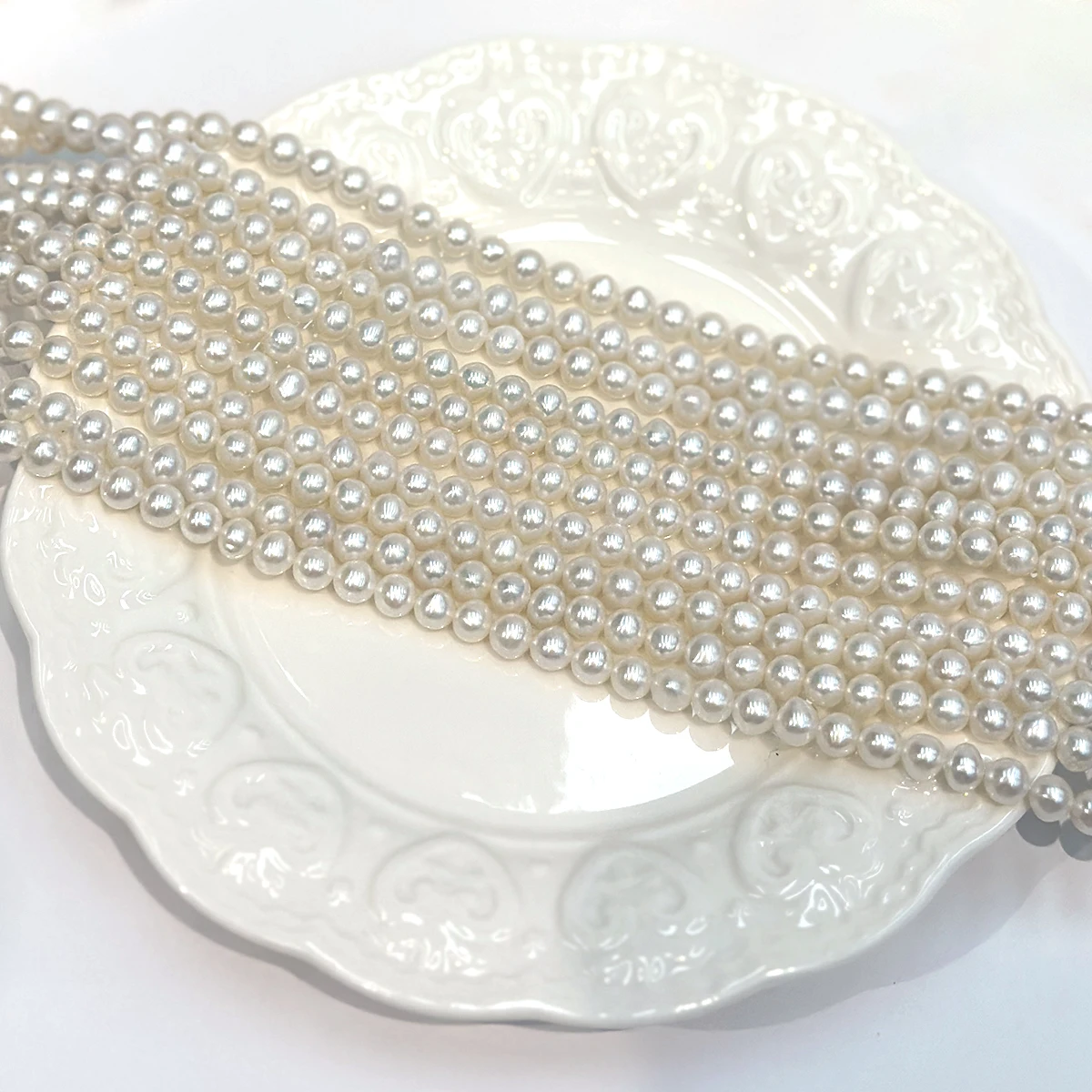 White Near‑Round Freshwater Pearl Beads 5‑6mm for Women Hand‑crafted Necklaces Bracelets Earrings, Ideal Handmade Jewelry Gifts