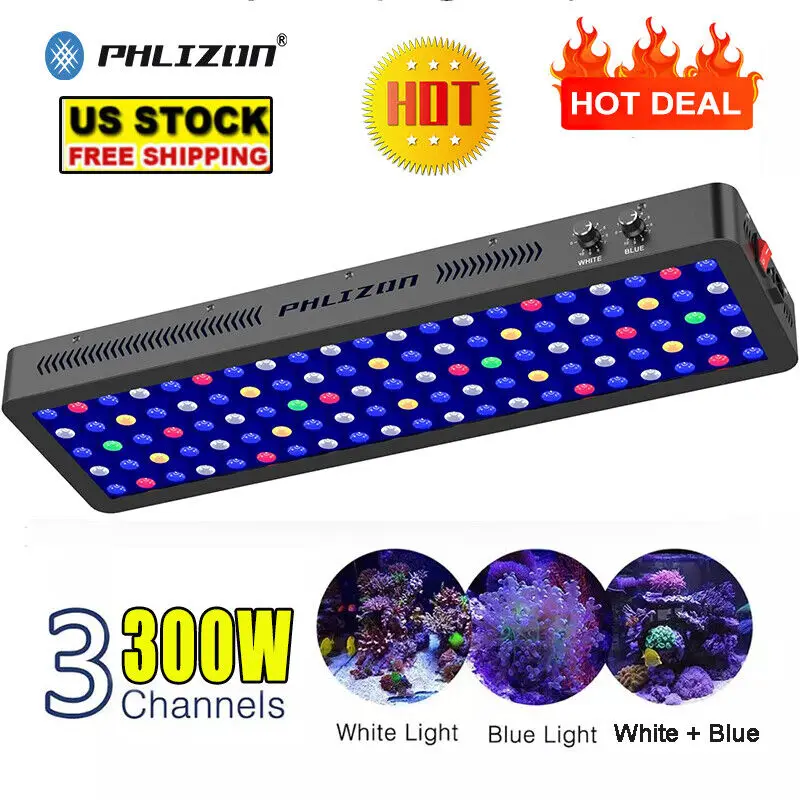 

Phlizon 300W Dimmable Full Spectrum Aquarium LED Light Fish Tank LED Reef Decoration Light for Saltwater Freshwater Fish Coral R