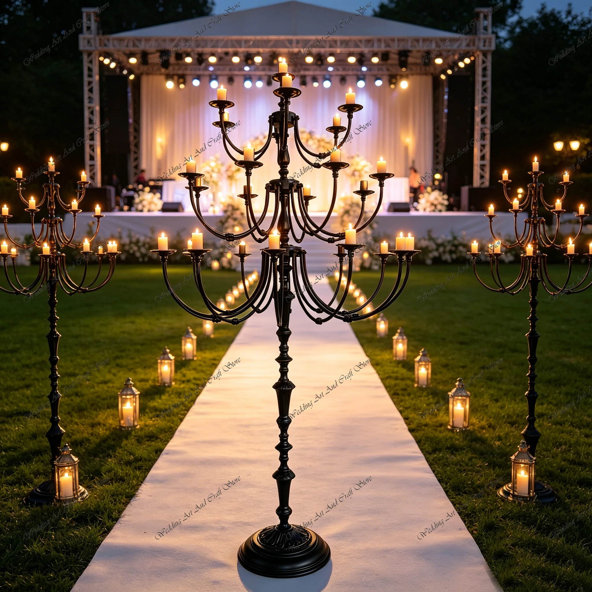 4pcs f30 140cm 27 Arms Gold/Black Metal Candelabra Centerpiece Road Lead Candlestick Prop for Weding Stage Decoration ivy964