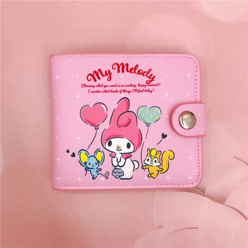 New Sanrio Pu Cute Cartoon Anime Creative Casual Short Style 2% Off Wallet Card Bag Coin Wallet With Button Girl Friend Gift image 3