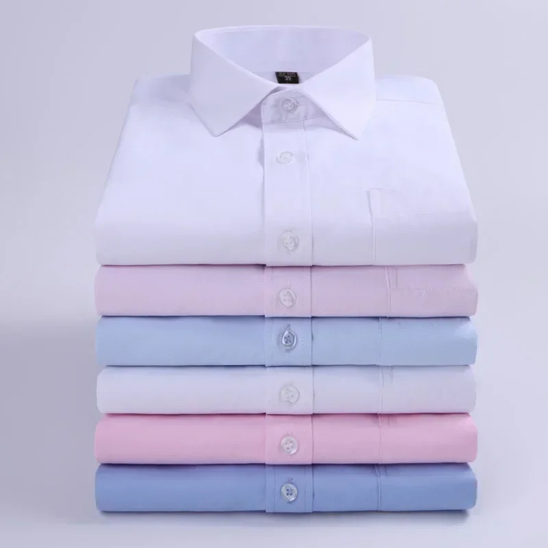 

Classic Style Men's Formal Business Shirts Solid Color Men Social Shirts Long Sleeve Twill Men Dress Shirts