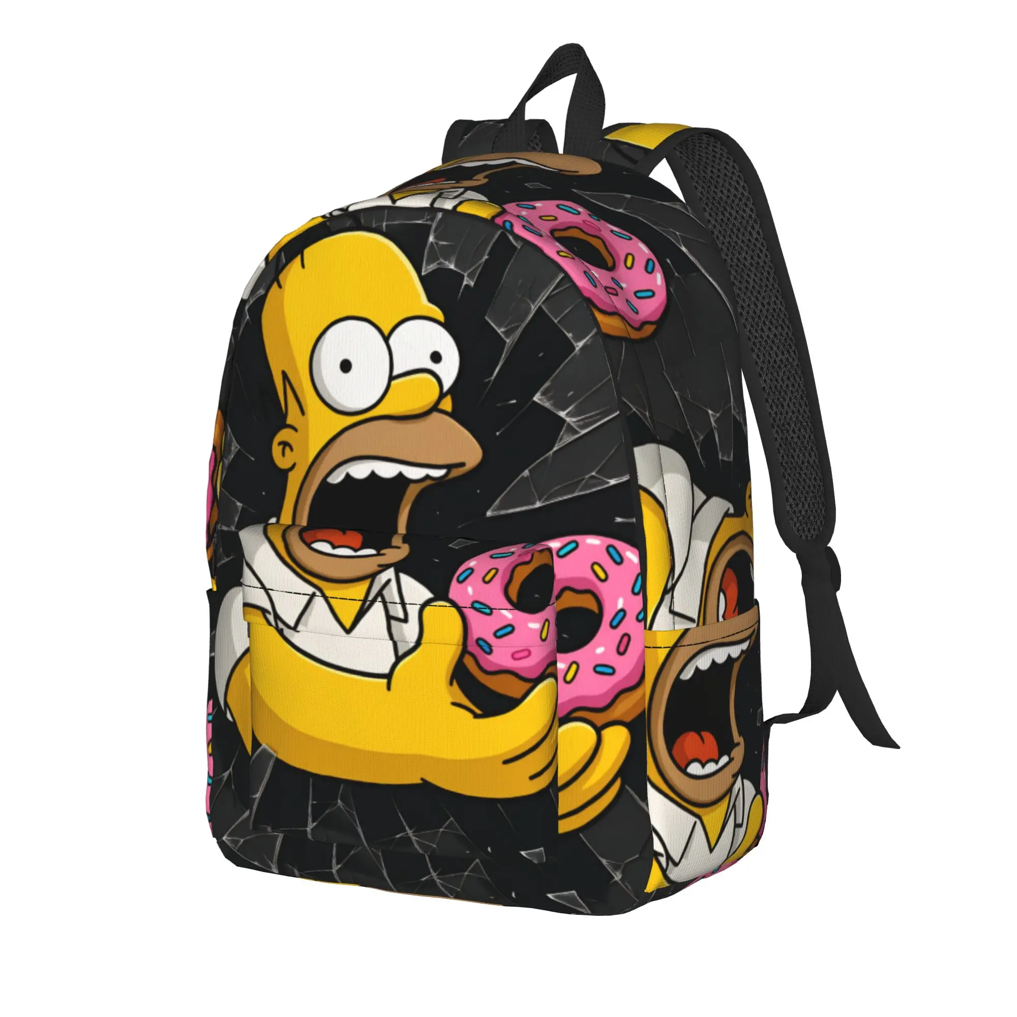 Homer S-Simpsons Breaking Glass Donut Backpack  Camping Backpacks Student Unisex Pretty School Bags Design Print Rucksack