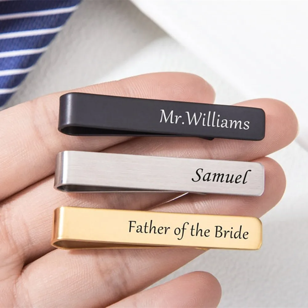 

Custom Name Logo Tie Clips for Men's Personalized Metal Classic Necktie Bar Dress Shirts Fashion Necktie Gift Accessories