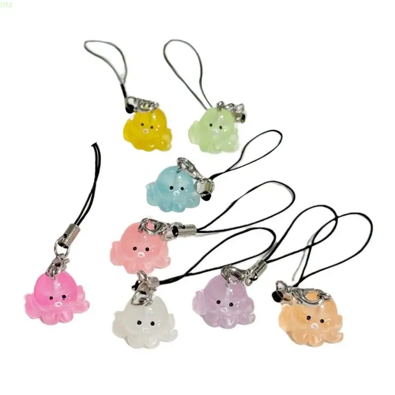 Set of 8 Stylish Phone Charm Fashion Phone Lanyard Bag Accessories Octopus Phone Jewelry Cotton Texture Present for Girl