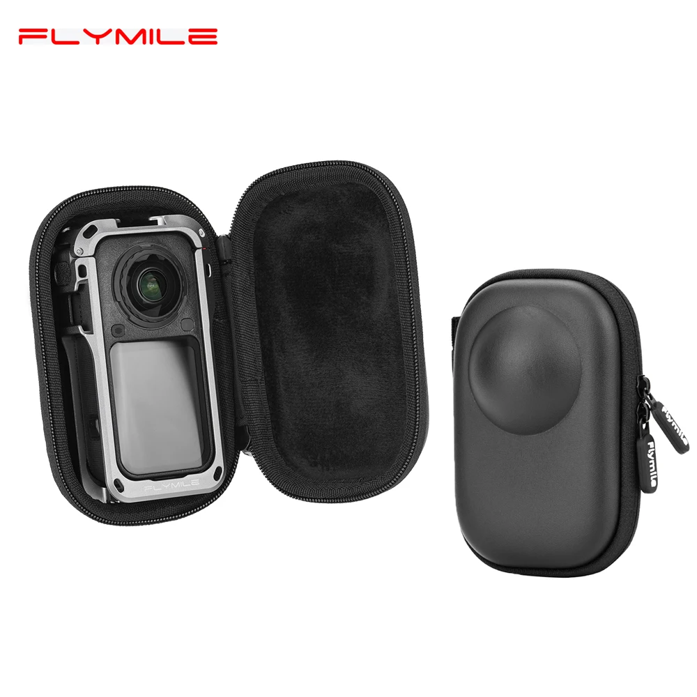 Flymile Aufbewahrungstasche für Insta360 X6 Zubehör, Schutzhülle, PU-Hartschale, tragbare schwarze Mini-Tasche