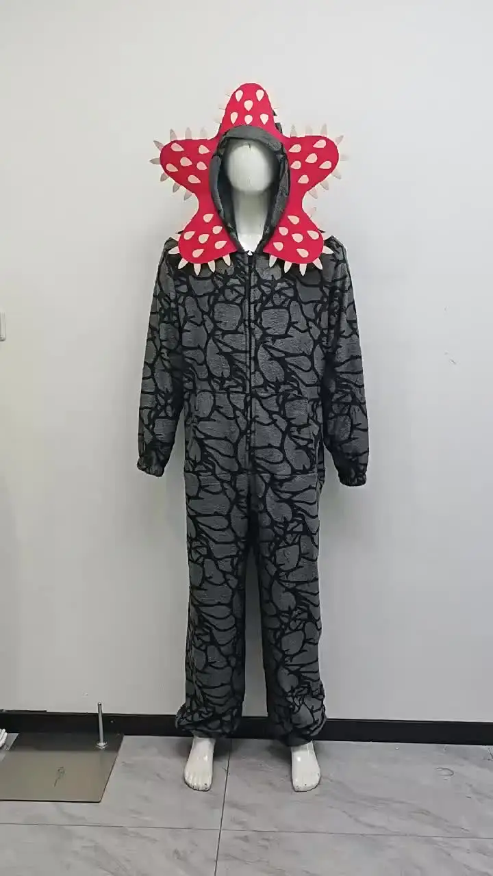 Adulto crianças outono inverno engrossar cannibal flor demogorgon cosplay traje confortável flanela tecido pijamas terno de halloween