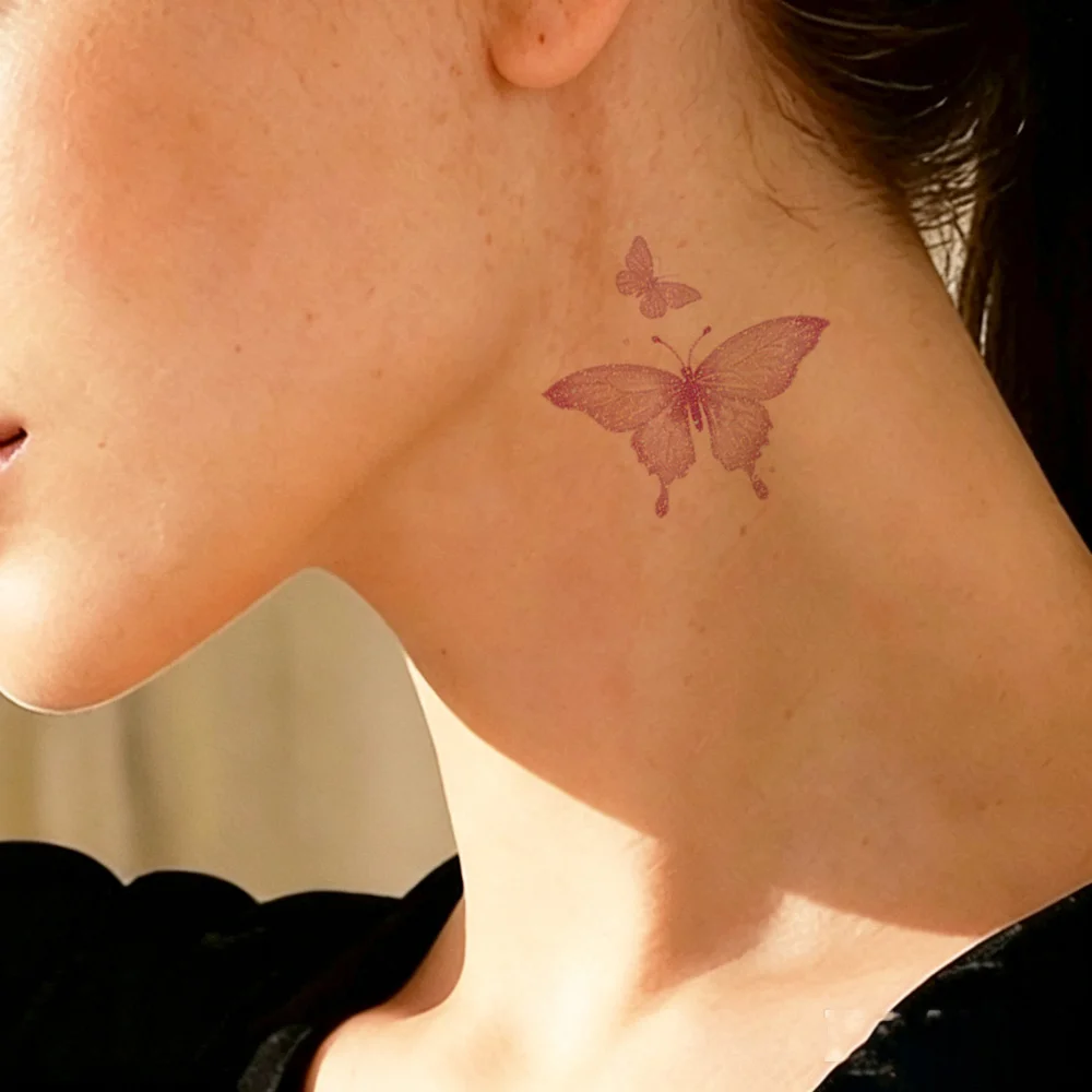 30pcs Glitter Temporary Tattoos Butterfly Flower Fairy Tattoo Stickers Hand Tattoo For Women Waterproof Fake Tattoo Body Decor