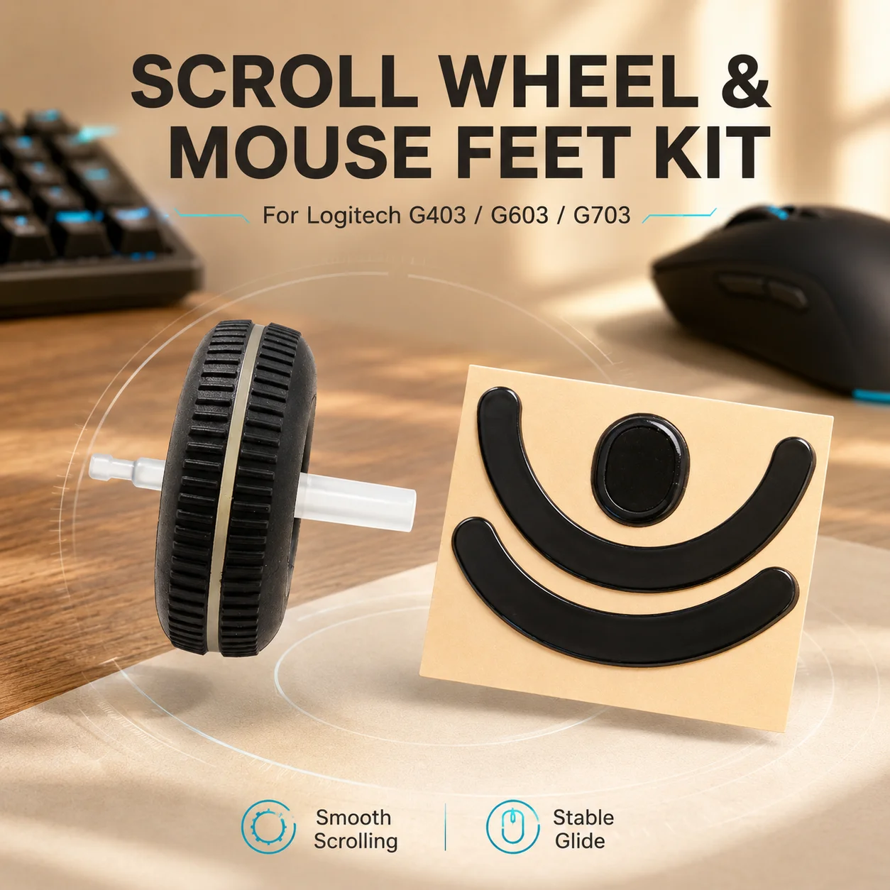 Gaming Keyboard Mouse Set - ロジクールG403、G603、G703用 - ゲーミングマウススクロールホイール+マウス滑り止めスケートキット - マウス交換用アクセサリーセット