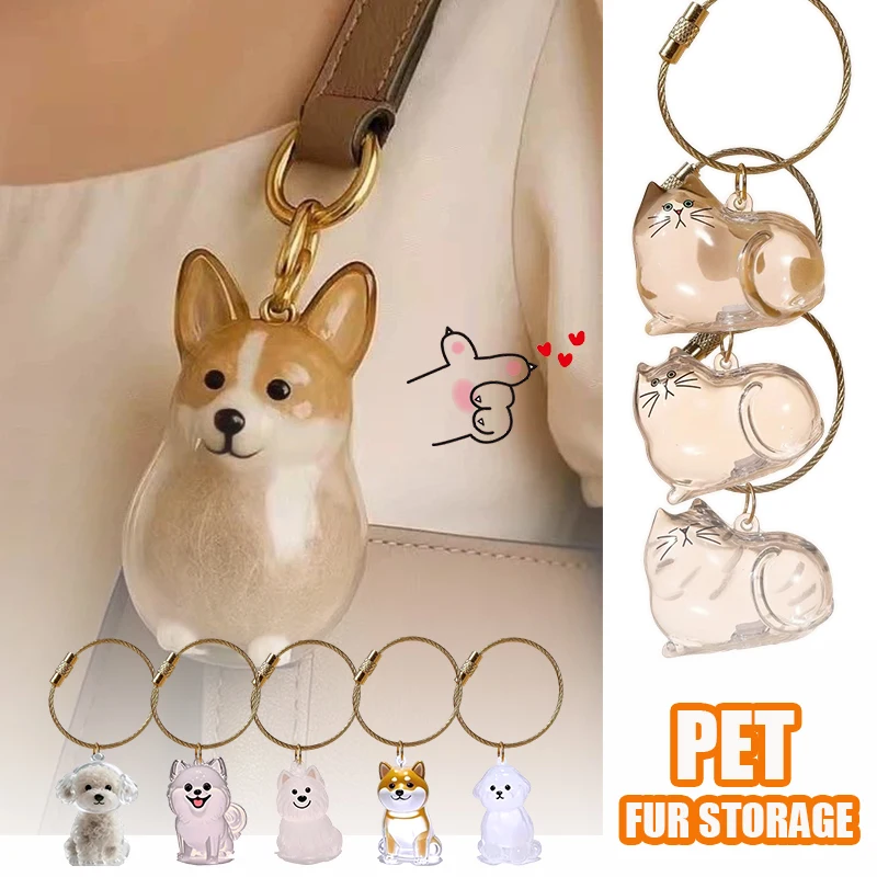 

Dog Hair Collector Keychain Ornaments Pet Hair Memorial Storage Box Transparent Handmade DIY Gift for Pet Lover Party Souvenir