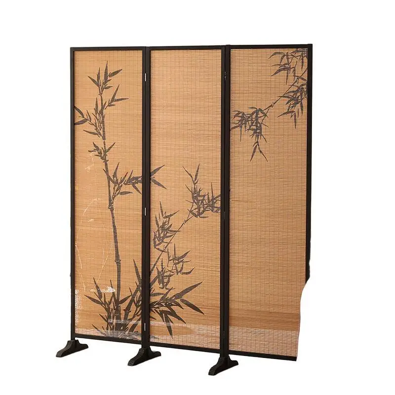 

New Chinese screen bamboo pattern tea house partition bamboo weaving living room enclosure small apartment
