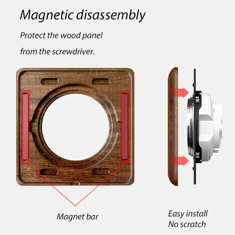 Retro Toggle Switch Wall Light Switch 1-4 Gang Real Wood Walnut Panel Antique Brass Knob with Blue LED Light 110-250V