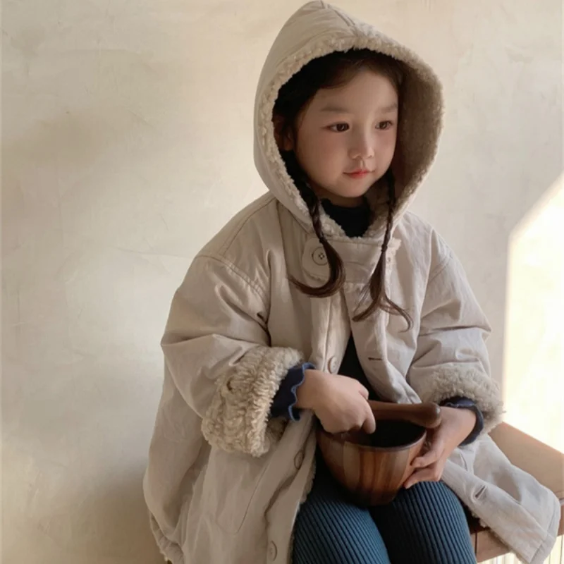 

Girls Coat Jacket Winter Cotton Windbreak 2023 Lasted Warm Plus Thicken Furs Overcoat High Quality Children's Clothing