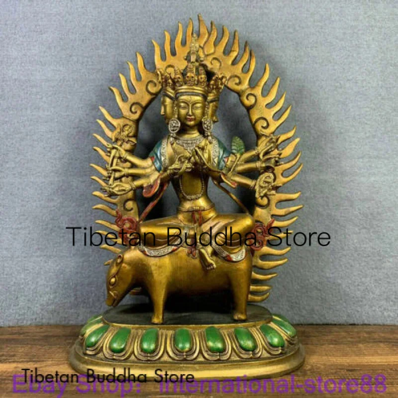 

12.4" Old China Bronze Color Painting Temple Marici Maricideva Pig Buddha Statue