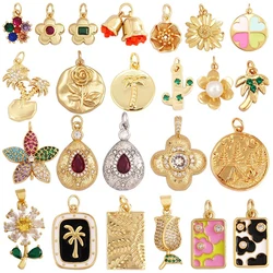 Tree Plant Charm, 18K Real Gold Plated Colour,Necklace Bracelet Pendant for Handmade Jewelry Supplies