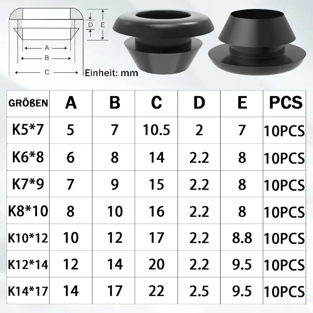 70Pcs Rubber Grommet Kit Cable Wire Hole Grommets for Automotive Wiring Electrical Panels Dust Proof Moisture Resistant image 3