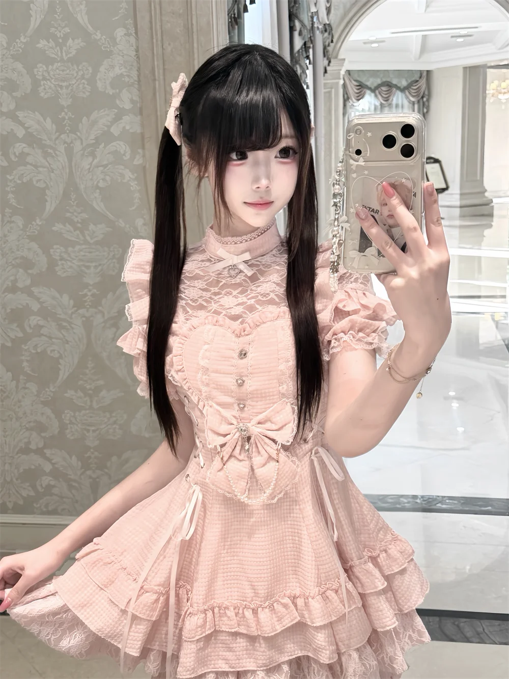 Girls' 2 Piece Sets Summer Japanese Mass-produced Lolita Outfits Sweet and Cute Kawaii Short Sleeve Dress with Shorts Set