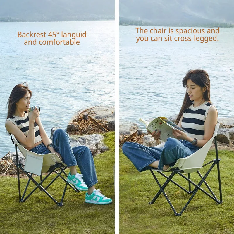 Portable Folding Stool Outdoor Camping Fishing Chair Sketching Equipment Lounge Picnics Moon Chair Backrest Beach Chair image 4