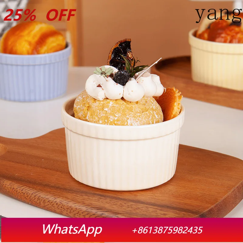 

LMM ceramic small baking bowl soufflé double skin milk steamed egg bowl pudding cup oven available