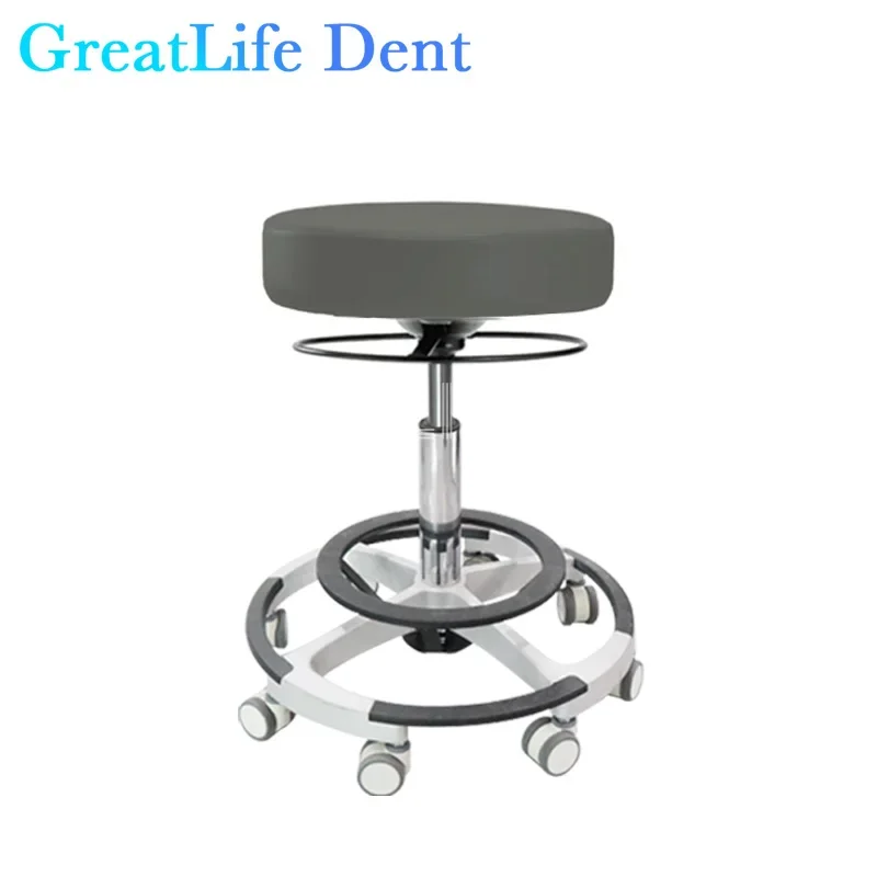 GreatLife Dental Ergonomic Beauty Salon ตัดผม Tattoo PU อานเท้าเหยียบยกหมุนปรับ Mute ล้อ Doctor เก้าอี้