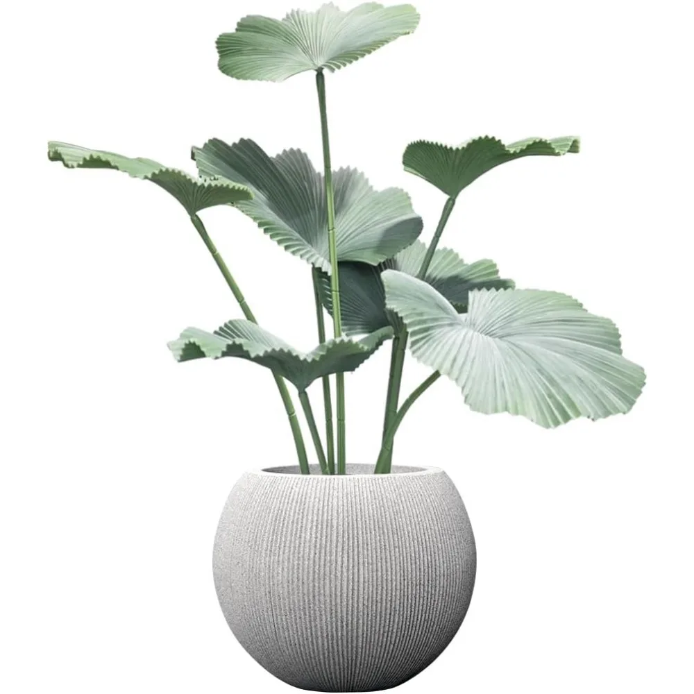 

Large Plastic Beige Round Planters for Indoor Outdoor Plants with Drainage Holes, Lightweight Resin Flower Pot for Garden Patio