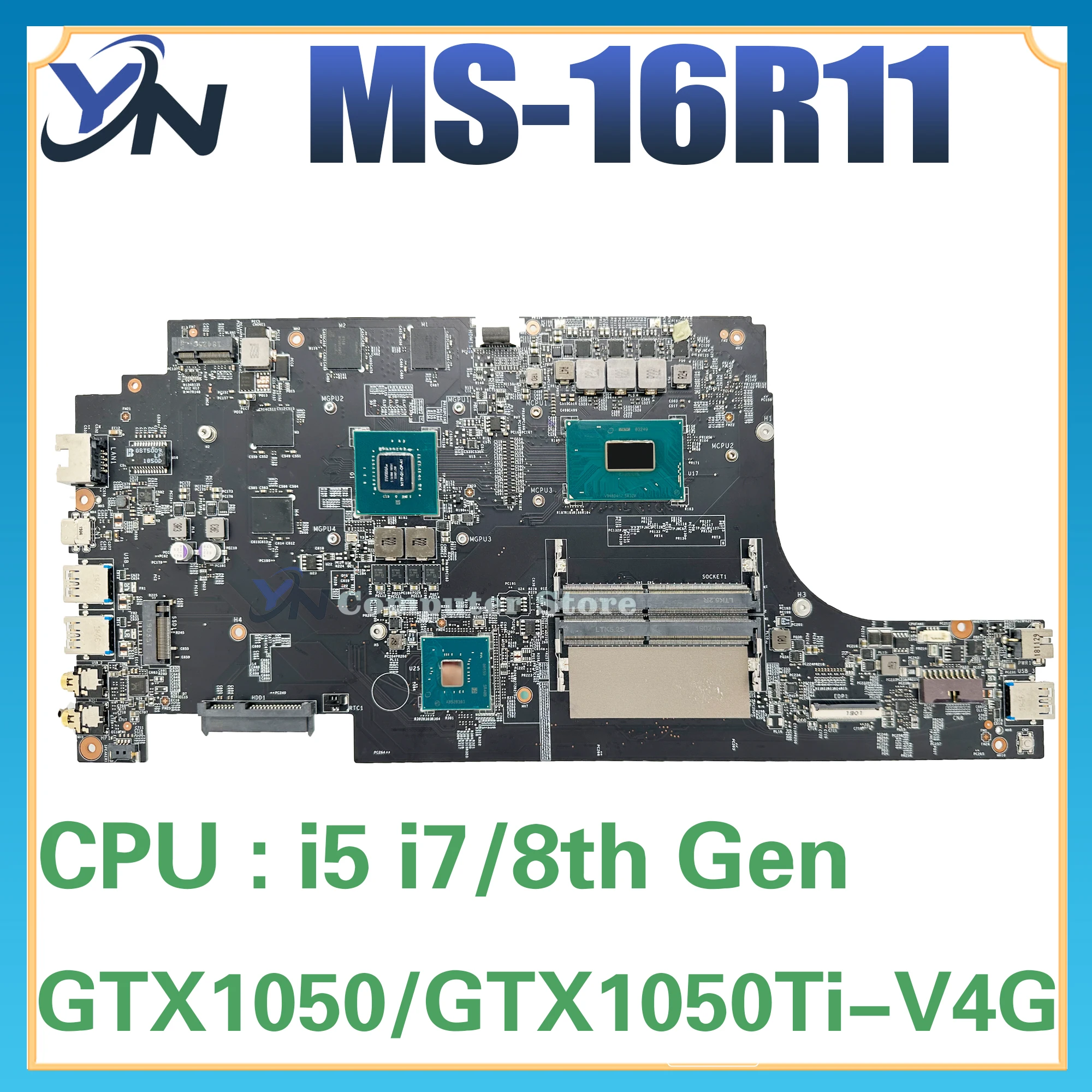 

Mainboard For MSI MS-16R11 MS-16R1 GF63 Laptop Motherboard i5 i7 8th Gen GTX1050 GTX1050Ti V4G 100% Test OK