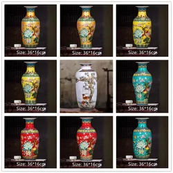 Jingdezhen-Enamel Colored Vases, Ceramic Decorative Vase, Porcelain, Antique Office Furniture, Ornaments Articles, Vase Crafts