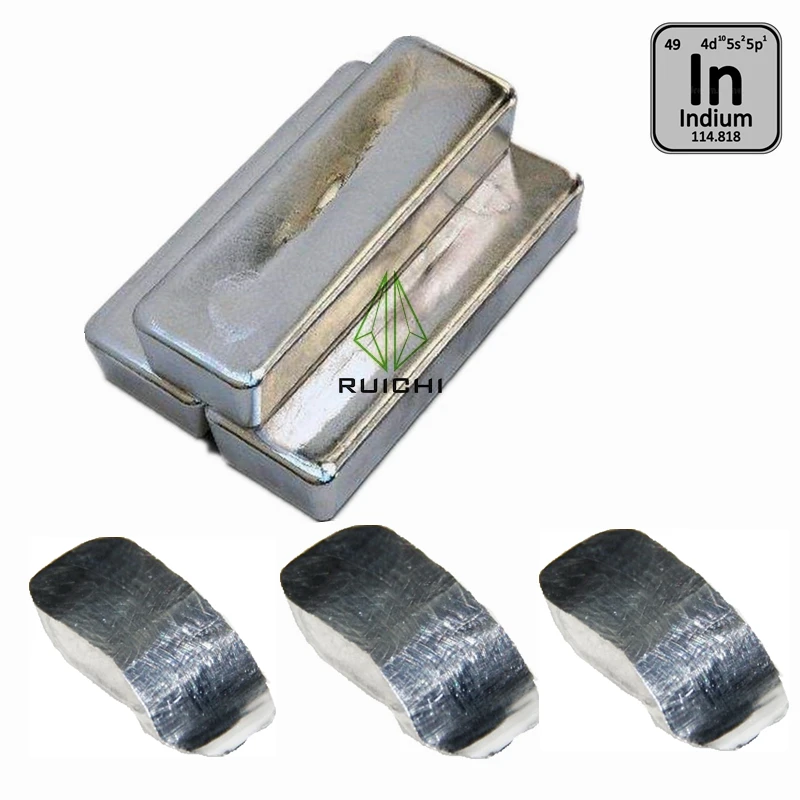 Indium Metal Block 99.995% High Purity In Element Ingot -Hobby Collection Experiment Specimen