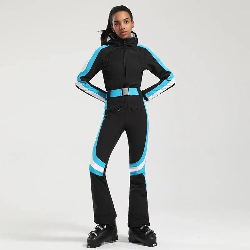 Traje de esquí de una pieza para mujer, mono cálido para Snowboard al aire libre, conjunto de esquí para mujer, monos gruesos a prueba de viento, ropa impermeable