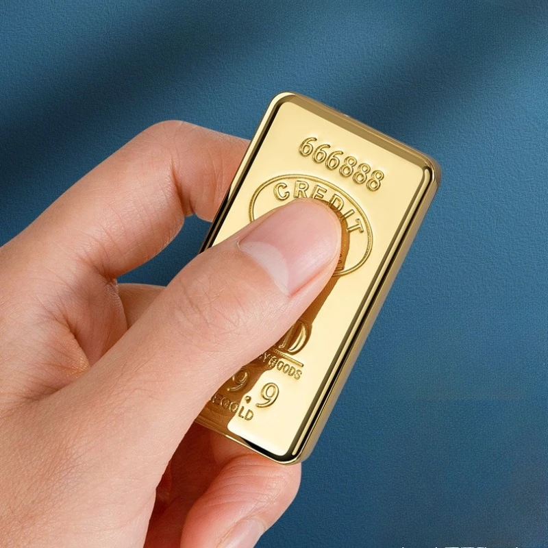 Metal Creative Sliding Side Direct Flame Torch Turbo Lighter Gold Brick Personalized Cigarette Lighter Smoking Accessories Man