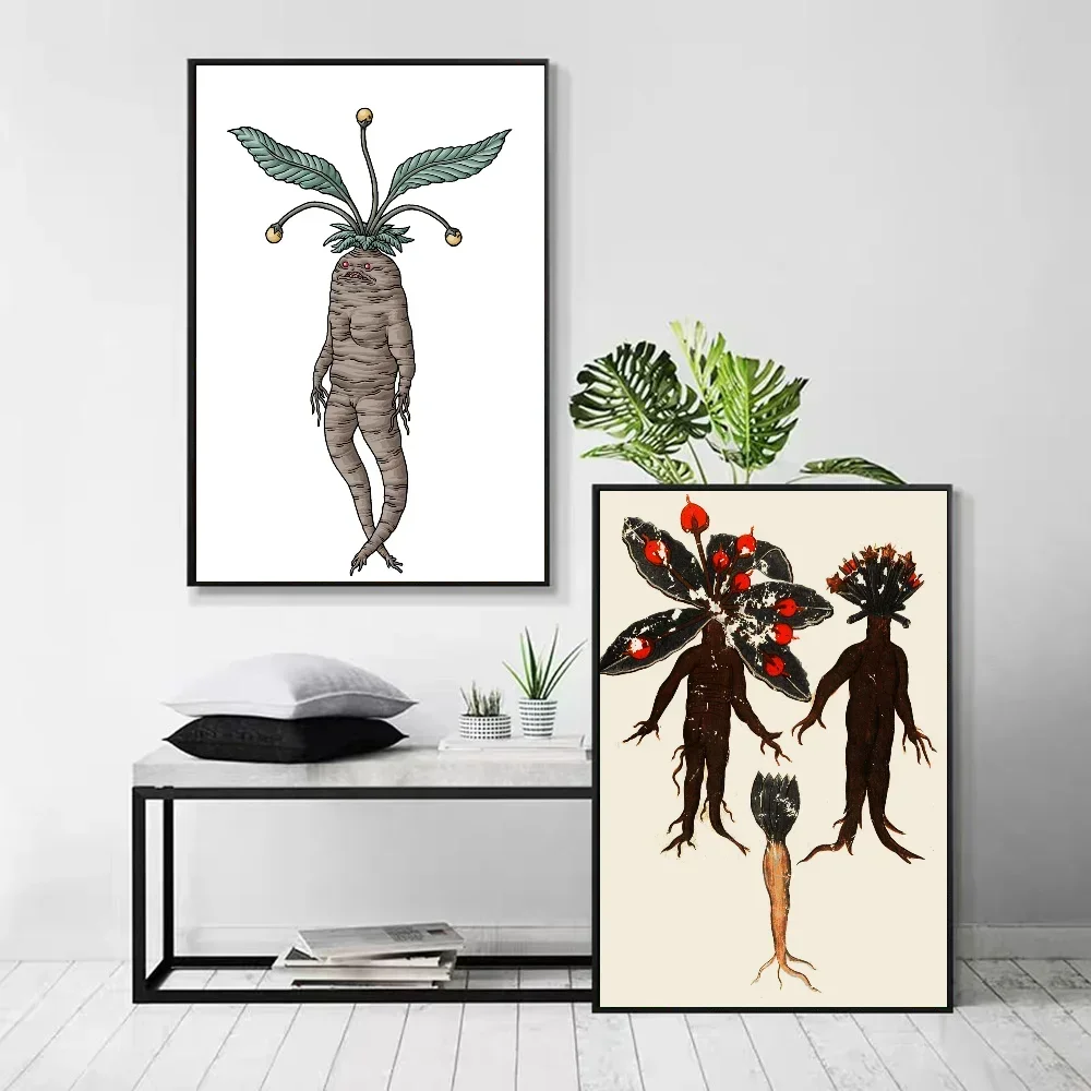 1pc Harry Fan Art Illustration Cute Mandrake Plant Poster Self-adhesive Art Waterproof Paper Sticker Wall Decor