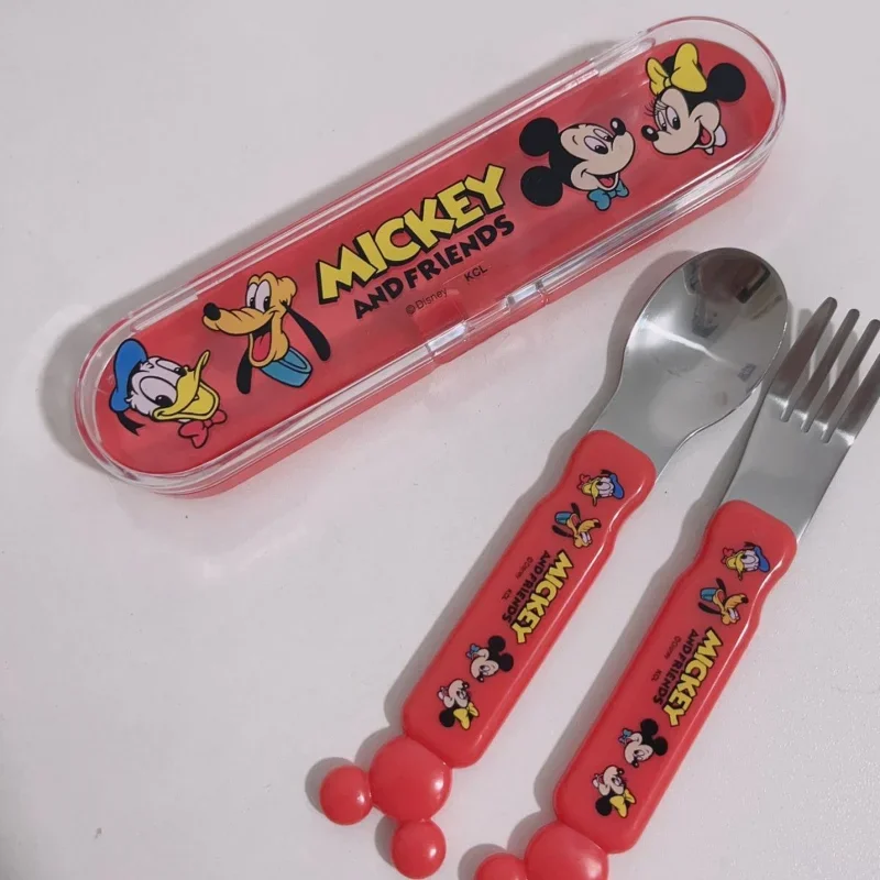 Disney Mickey Children\'s Bento Tableware Cartoon Lunch Box Drink Cup Spoon Fork Snack Containers Salad Cup Kitchen Supplies Gift