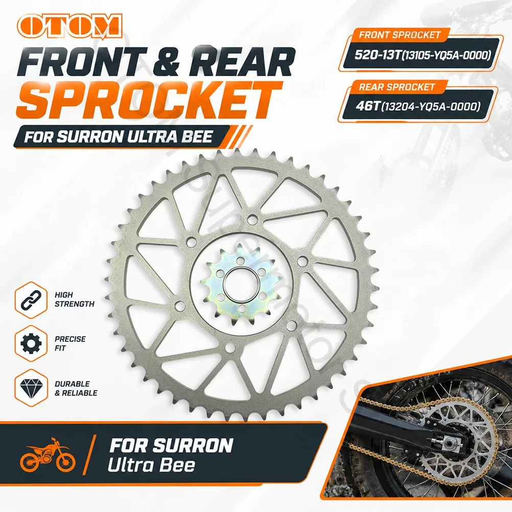 For Surron Ultra Bee Motorcycle Front Rear Sprocket Chain 520-13T 46T Steel Plate SUR-RON UltraBee Electric Cross-country E-Bike